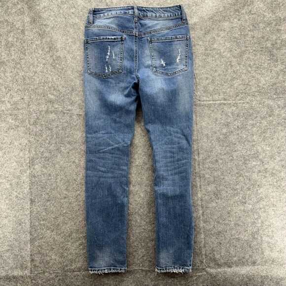Altar'd State Womens Skinny Girlfriend Distressed Size 24 Jeans Blue Baddie Edgy - Picture 2 of 10